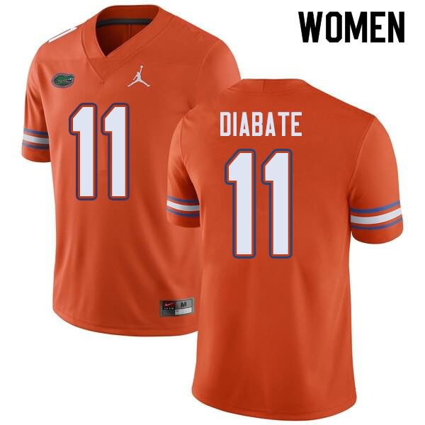 NCAA Florida Gators Mohamoud Diabate Women's #11 Jordan Brand Orange Stitched Authentic College Football Jersey KOU7264GV